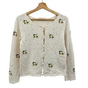Snidel cream embroidered cardigan‎ sweater